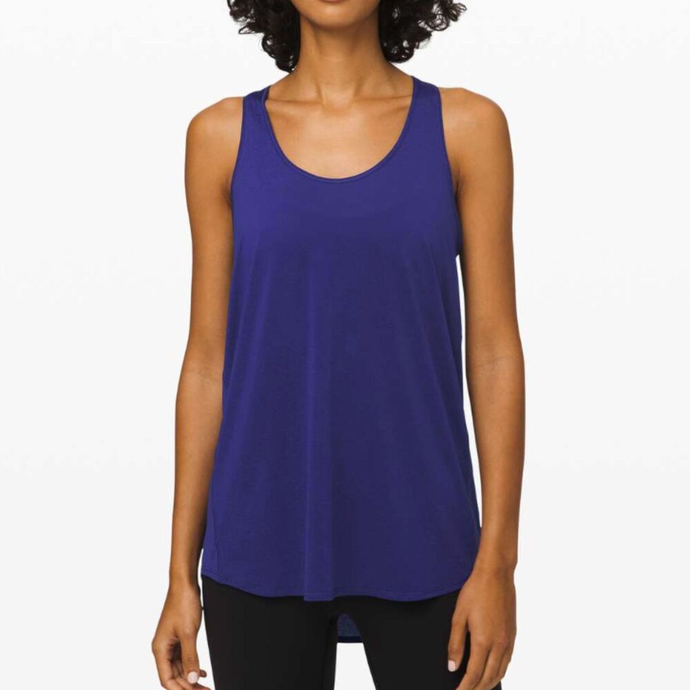NWT Lululemon Essential Tank *Pleated Larkspur Classic Fit Hip Length Size 14